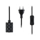 Steckerfertiges Kabel mit Eurostecker, Schalter und Fassung für moderne Pendelleuchten in Schwarz.