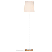 Neordic Stellan Holz Stehleuchte Weiß, moderne Stehlampe aus Holz und Stoff im nordischen Stil