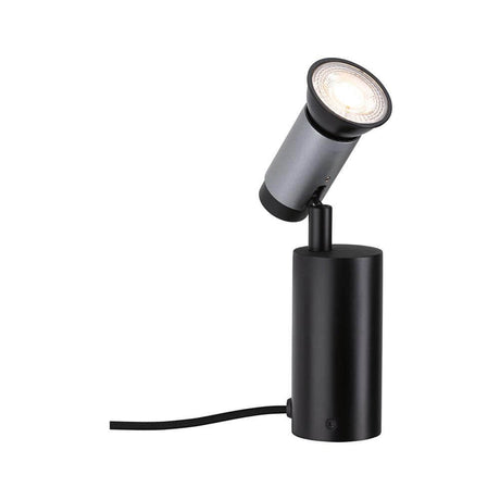 Neordic Runa Wand- & Tischleuchte Schwarz, Anthrazit mit schwenkbarem Lampenkopf und modernem Design.
