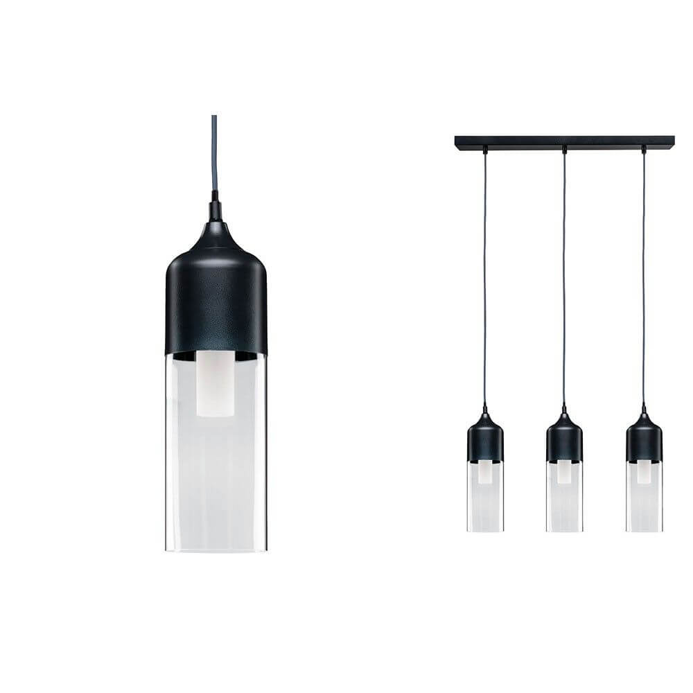Neordic Vanja Pendelleuchte 3-flammig Grau Klar mit modernem Materialmix aus Glas und Metall.