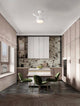 Nerina LED Ventilator 3000, 4000, 6500K Weiß in modernem Kücheninterieur mit Holz- und Steindesign.