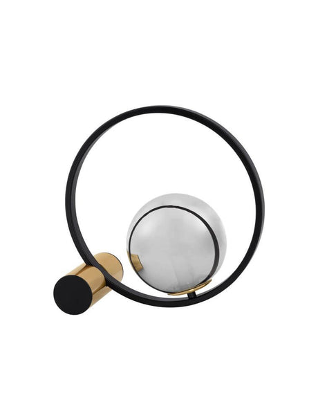 Neso Tischleuchte H 40cm E14 von Nova Luce, moderne LED-Tischleuchte in Schwarz und Gold mit Glasdiffusor