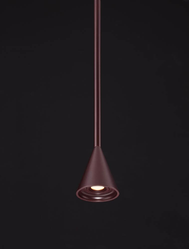 Alt Tag: Net LED Pendelleuchte Ø 6cm 3000K in mattem Schwarz, schlanker Aluminiumschirm, fokussiertes Downlight für moderne Räume