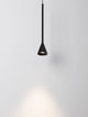 Alt Tag: Net LED Pendelleuchte Ø 6cm 3000K in mattem Schwarz, schlankes Aluminiumprofil, fokussiertes Licht nach unten, puristisches Design