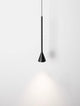 Alt Tag: Net LED Pendelleuchte Ø 6cm 3000K in mattem Schwarz, schlankes Profil mit fokussiertem Lichtkegel über Tisch oder Sitzbereich