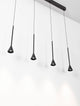 Net LED Pendelleuchte 5-flammig 3000K Schwarz mit schlanken Pendelkegeln in mattem Schwarz.