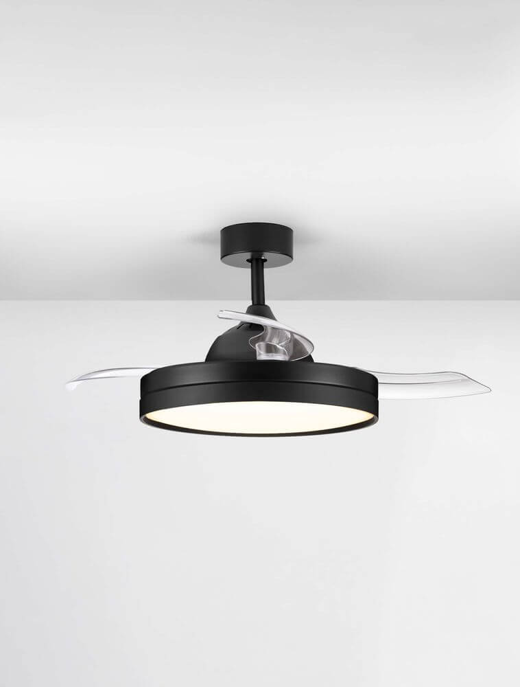 Nevma LED Ventilator Ø 107cm 3000, 4000, 6500K: eleganter Deckenventilator in mattem Schwarz.
