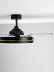 Nevma LED Ventilator Ø 107cm 3000, 4000, 6500K in modernem Schwarz mit klaren Flügeln.