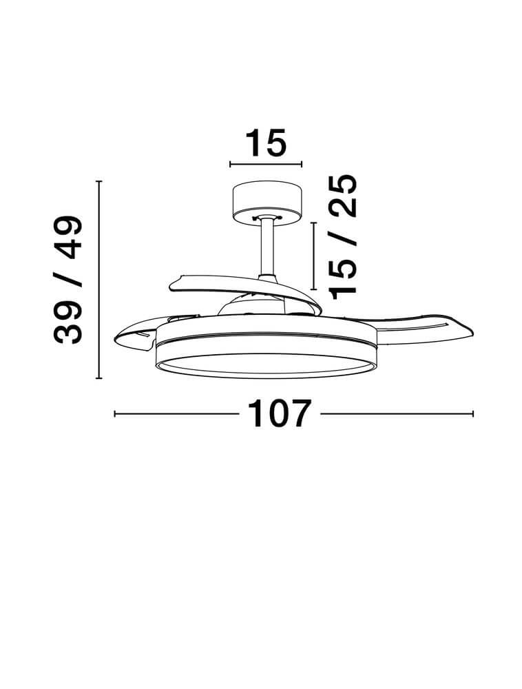 Nevma LED Ventilator Ø 107cm 3000, 4000, 6500K technische Zeichnung Maße