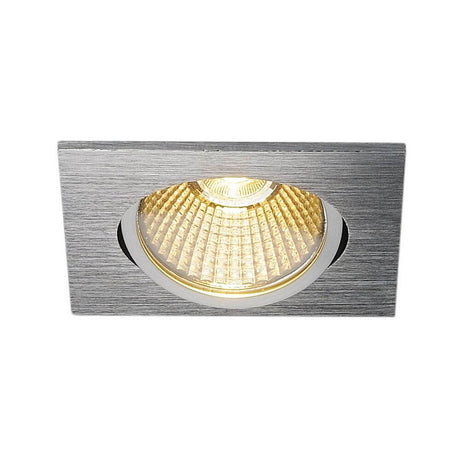New Tria 68 LED Downlight Square Brushed Aluminium 9W 38° 3000K in brushed aluminium.