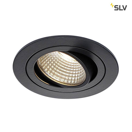 New Tria Round Downlight Black 6W 38° 3000K in an elegant design with a swiveling insert.