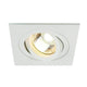 Weißer eckiger GU10 Downlight mit schwenkbarem Spot für Halogen- oder LED-Leuchtmittel, max. 50W.