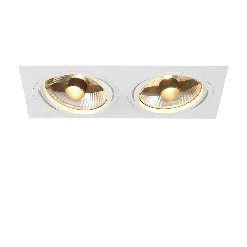 New Tria II ES111 Square Weiß GU10 max. 2x75W mit dreh- und schwenkbarem Einbaustrahler.