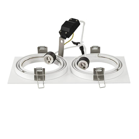 New Tria II ES111 Square Weiß GU10 max. 2x75W, eckige Einbauleuchte in Weiß mit 2-fach Strahler