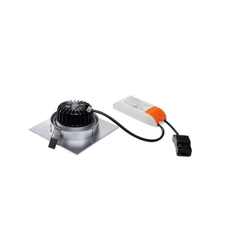 New Tria LED Downlight Square White 12W 38° 2700K with tiltable insert element and LED driver.