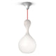 Elegante Pendelleuchte in Weiß mit roter Aufhängung, moderne Designlampe für stilvolle Innenräume.