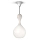 Blubb Glas-Pendellampe mundgeblasen, elegante Leuchte mit weißem Glas und modernen Design für stilvolle Räume.