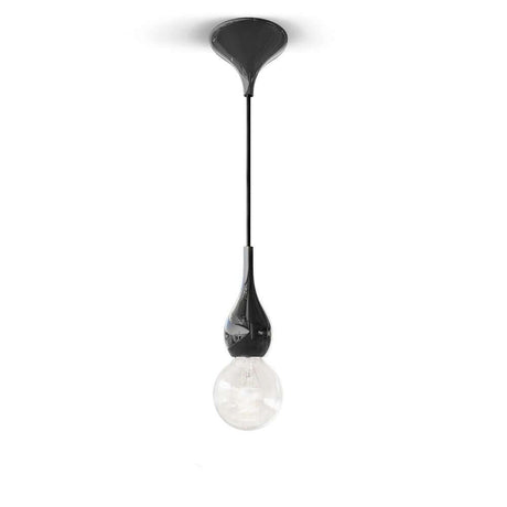 Blubb Mini Glas-Pendelleuchte mit schwarzer Aufhängung und mundgeblasenem Glas, ideal für moderne Einrichtungen.