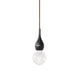 Blubb Mini Einbau-Pendellampe aus Glas mit rotem Kabel und mundgeblasenem Glas, stilvolle Leuchte für moderne Einrichtungen.