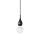 Blubb Mini Einbau-Pendellampe aus Glas mit schwarzem Gehäuse und runder Glühlampe, perfekt für moderne Einrichtung.