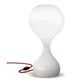 Moderne Blubb Tischlampe Glas mit Dimmer, gefertigt aus mundgeblasenem Glas mit rotem Stoffkabel.