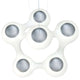 Cosmo XXL LED Pendelleuchte Dimmbar in modernem Design, aus Weiß Kunststoff mit Stahlseilen und drehbarem Baldachin.