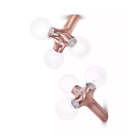 DNA Single-3 ceiling & wall lamp copper with three light bulbs in modern design.