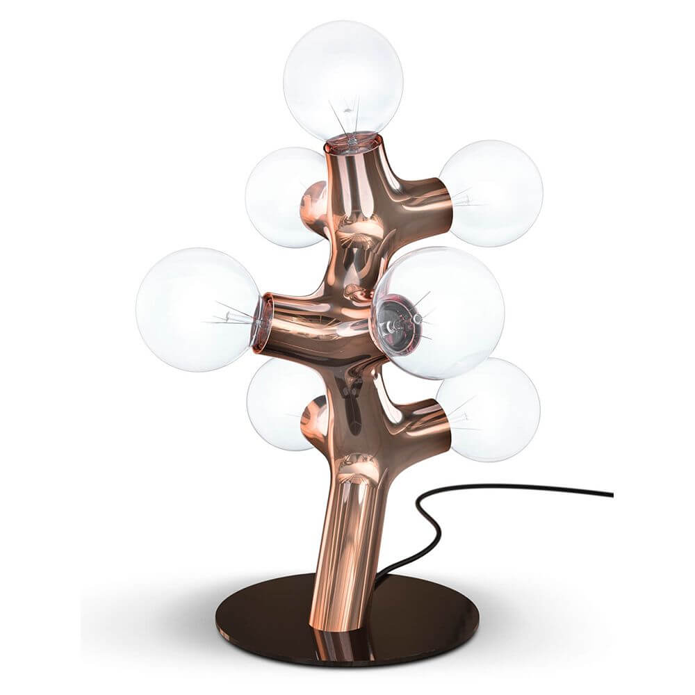 DNA Triple Tischleuchte 7-flg. im modernen Design mit 7 Glühbirnen und Textilkabel.