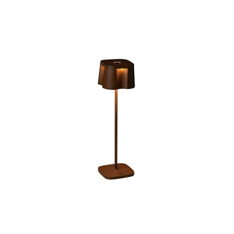 Nice LED Outdoor USB-Tischlampe CCT in Rostfarbe, dimmbar mit variabler Farbtemperatur.