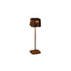Nice LED Outdoor USB-Tischlampe CCT in Rostfarbe, dimmbar mit variabler Farbtemperatur.