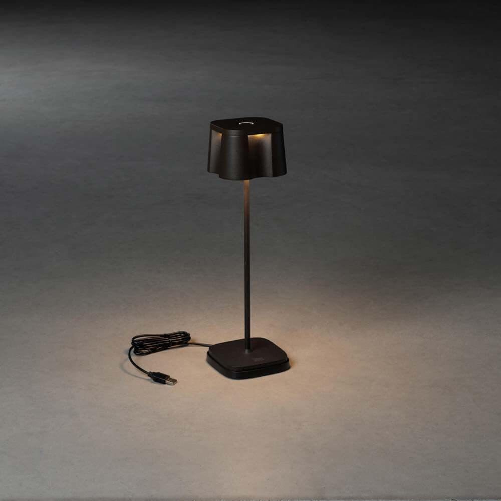 Nice LED Outdoor USB-Tischlampe CCT in Schwarz, dimmbar mit variabler Farbtemperatur.