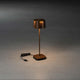 Nice LED Outdoor USB-Tischlampe CCT in Rostfarbe, dimmbar mit variabler Farbtemperatur.