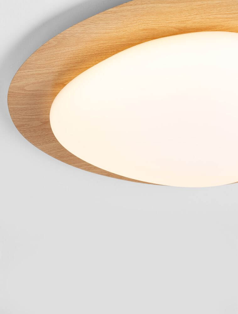 Nimbus LED Deckenleuchte 3000K Holz, Weiß - moderne Deckenleuchte mit Holzrahmen und dimmbarem Licht.