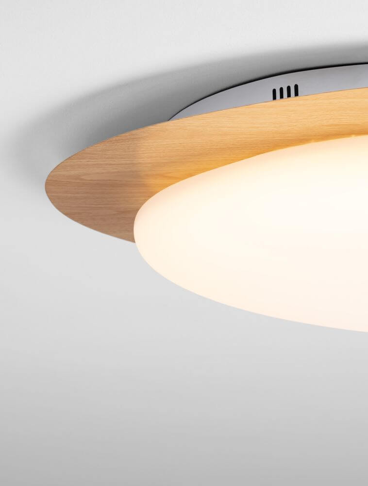Nimbus LED Deckenleuchte 3000K Holz, Weiß - moderne Deckenleuchte mit Holzdekor und sanftem Licht.