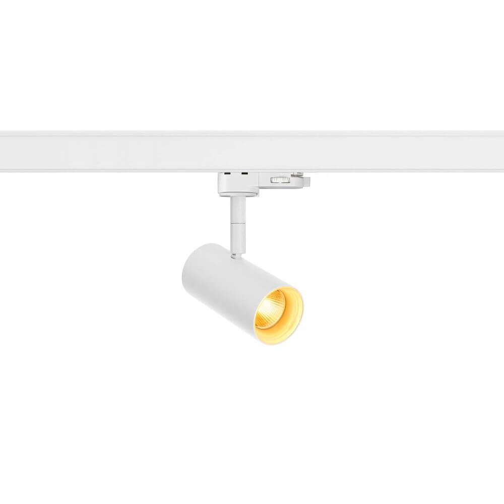 3-Phasen Noblo LED Spot 3000K 36° an einem 3-Phasen Hochvolt-Schienen-System montiert