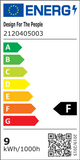 Energieeffizienzlabel für die Nobu LED Schreibtischleuchte mit F-Stufe.