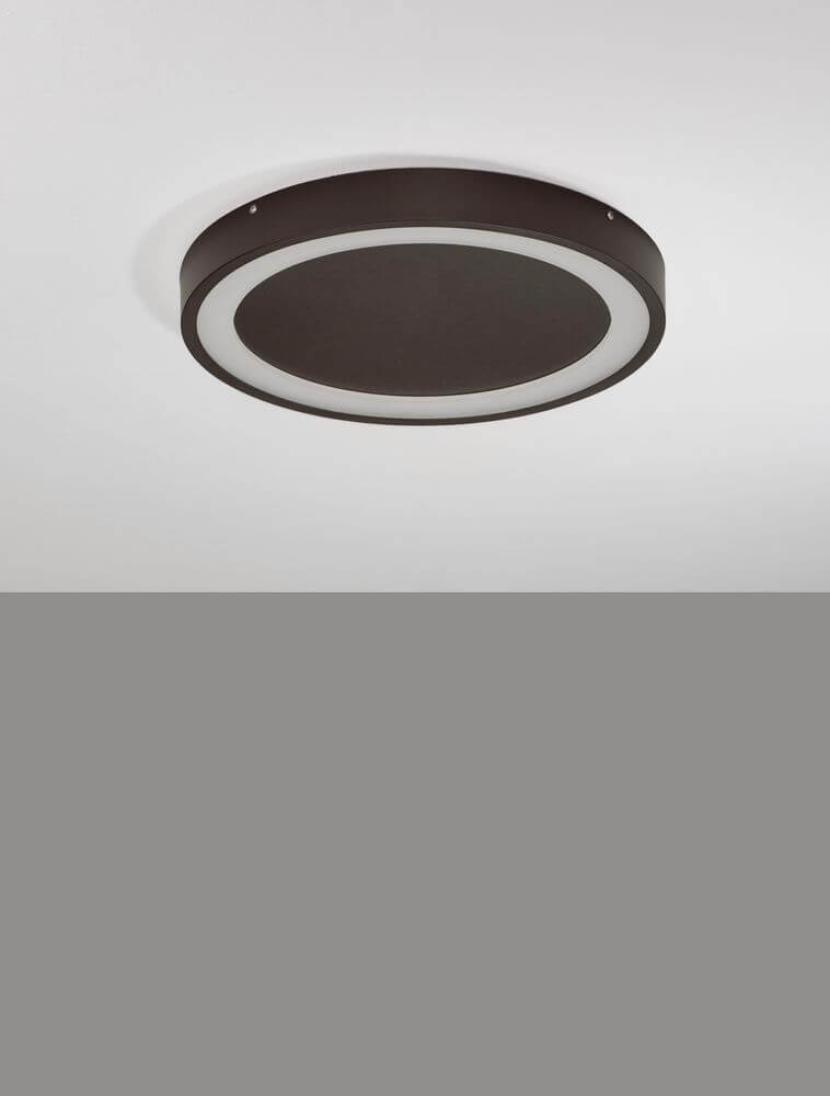 Nodi LED Deckenleuchte Ø 45cm 3000K in modernem Design mit mattem Aluminium und opalen Acrylflächen.