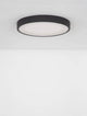 Nodi LED Deckenleuchte Ø 45cm 3000K in mattem schwarz mit opalen Acrylflächen.