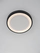 Nodi LED Deckenleuchte Ø 45cm 3000K in mattem Schwarz an Decke montiert.