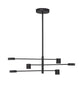 Nordik LED Pendelleuchte 6-flammig Ø 100cm 3000K Schwarz in modernem Design mit schwarzem Aluminium.
