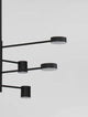 Nordik LED Pendelleuchte 8-flammig Ø 100cm 3000K Schwarz – modernes Design mit skulpturalen Leuchtenköpfen.
