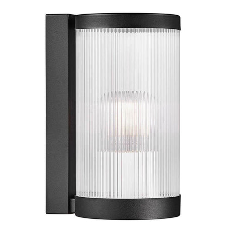 Stylish Coupar outdoor wall light with ribbed diffuser and modern design.
