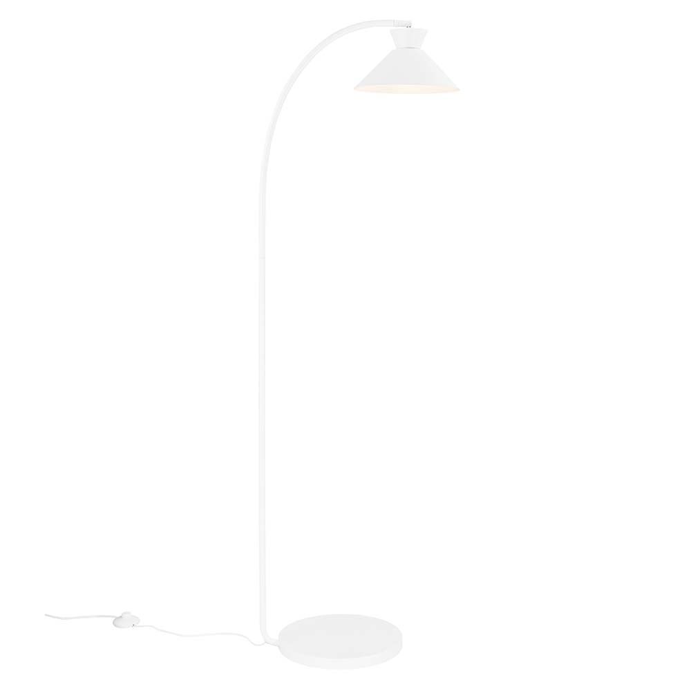Dial Stehleuchte in Weiß mit modernem skandinavischem Design und dekorativem Uplight-Effekt.