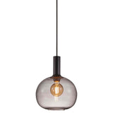 Hängeleuchte Alton 25 in Schwarz mit rauchfarbenem Glas, elegante runde Form für warmes Licht.