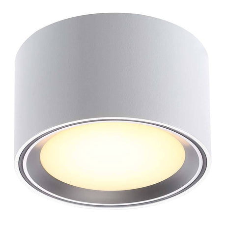 LED Deckenleuchte Fallon Weiß & Gebürsteter Stahl mit modernem Design und integrierten LEDs.