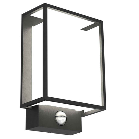 LED Sensor-Wandlampe Nestor IP44 Dimmbar Schwarz mit Bewegungssensor und minimalistischer Form.