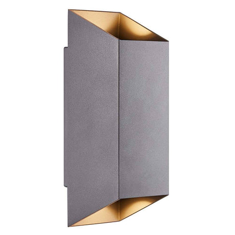 Nico Square Außenwandleuchte 2-flammig IP54 mit elegantem, modernem Design und goldener Innenausstattung.