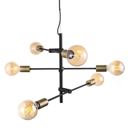 Pendelleuchte Josefine Schwarz, Messing mit modernem, industriellem Design und eleganten Messingdetails.