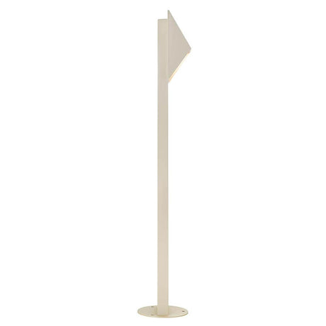 Pontio Pollerleuchte in elegantem Design mit abgeschrägtem Lampenschirm und mattem, strukturiertem Aluminium.