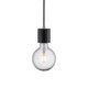 Marmorpendellampe Siv i svart - elegant designlampe med moderne svart-transparent design.